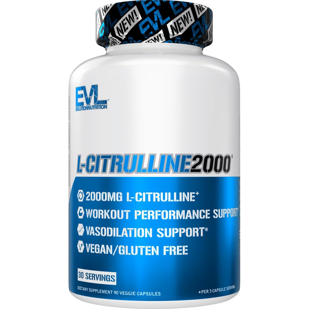 Evlution L-Citrulline2000 Suplimentul oxid nitric pentru barbati Nutritie mare L Capsule citruline pentru cresterea fortei musculare si pompe intensive - Booster oxid nitric pe baza de plante