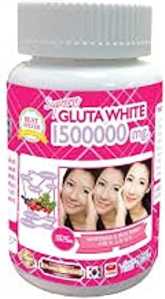 1 flacon X 30 Softgels Supreme Gluta alb 1500000 mg. Super albire Glutatione Anti - imbatranire. (Supreme Whitening Skin Boost up Colagen Elimina petele întunecate și Scar Tighten Pore sănătos Piele și păr)