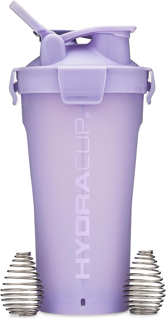 Hidra Cup DualShaker Pro 32 oz Shaker Sticla pentru Shakes Proteine, Shaker Cup w/Handle & Ball Blender Whisks, Dual Mixing Shaker Bottle cu stocare, 2 în 1, pentru călătorie pentru a merge, BPA gratuit (Purple)