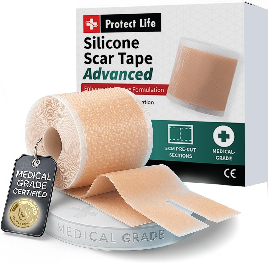 Gradul medical Silicon Cicatrice Bandă avansată Formulare adezivă (1,6" x 118) Stripuri de îndepărtare a cicatricilor pentru cicatrici chirurgicale, Tratament Silicon Bandă & Cicatrice Keloid, Foi de cicatrice silicon reutilizabile