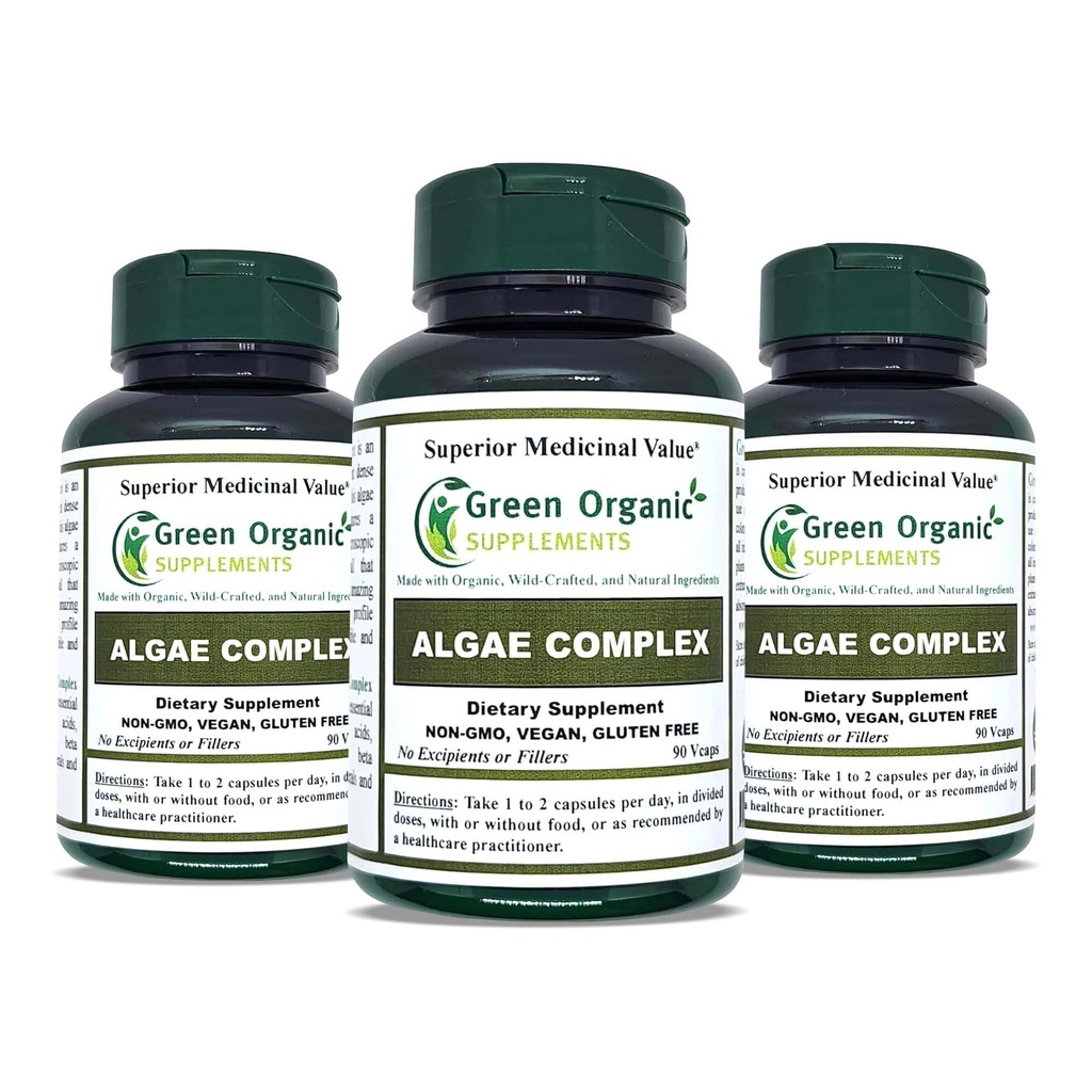 Algae, Fumoidan, Blue Green Algae, Kelp, Bladderwrack, Chlorella, Spirulina, Irish Moss, Dulse, 90 VCaps, High Absorbable, Non-GMO, Gluten-Free (Pachet de 3)