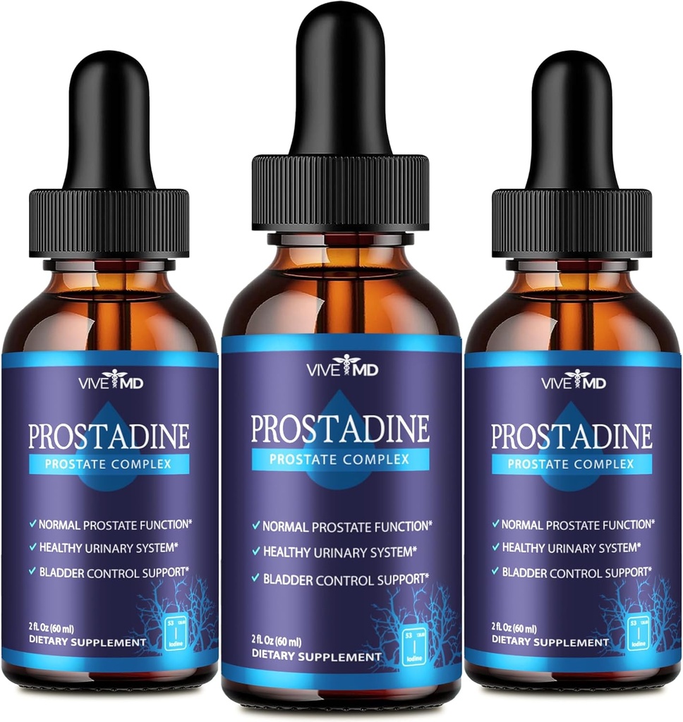 VIVE MD Prostadine picături pentru sănătate prostată, probleme de urinare a vezicii urinare - Prostadina Formula oficială de picătură - Extra Concentraţie cu rodie - Prostadine Recenzii (Pachet de 3)