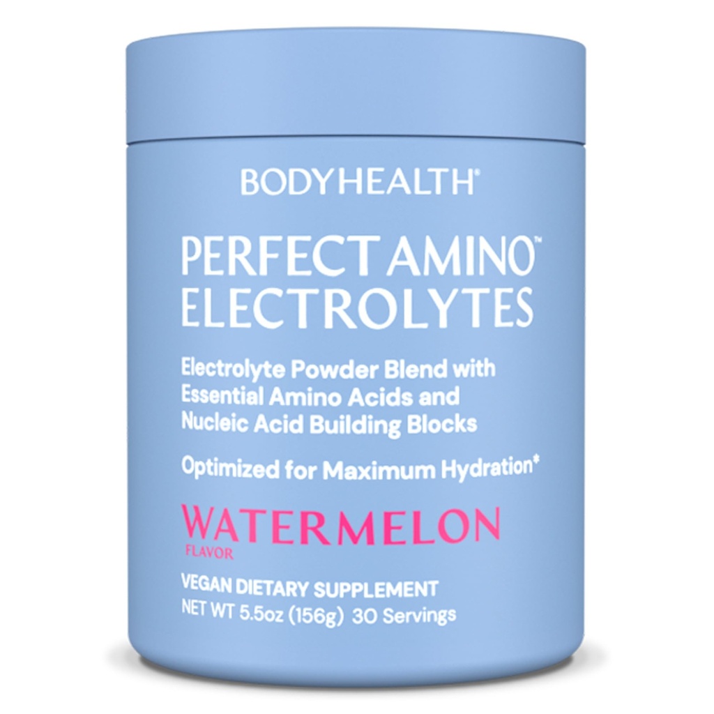BodyHealth Perfect Amino Electroliti Pulbere Nu Zahăr, Keto Zahăr Free Fasting Electroliți băutură Mix, Pulbere de hidratare cu Minerale Trace - Pepene verde - 30 Serviri