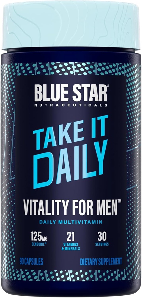 Blue Star Nutraceuticals Vitality for Men - Multivitamine & Mineral Formula for Men who Workout, w/Ashwagandha and B-Vitamins - Energetic You