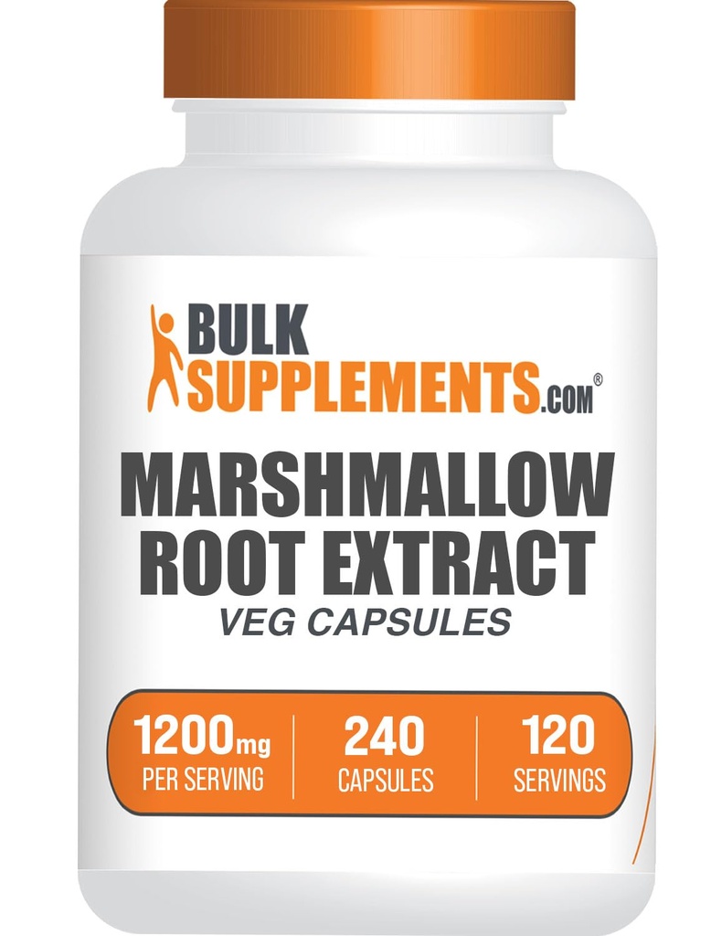 BulkSupplements.com Marshmallow Root Extract capsule - Herbal Supplement, Marhallow Root 1200mg - Gluten Free, 2 capsule per Serving, 240 Count (Pachet de 1)