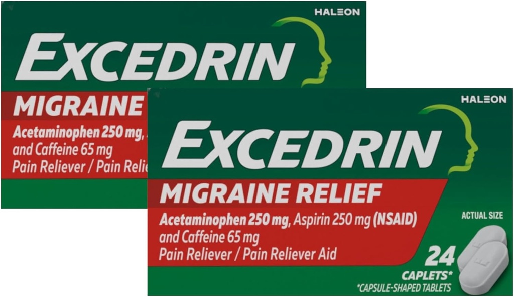 Excedrin Migrene Pain Relieiver Caplets 24 ea (Pachet de 2)
