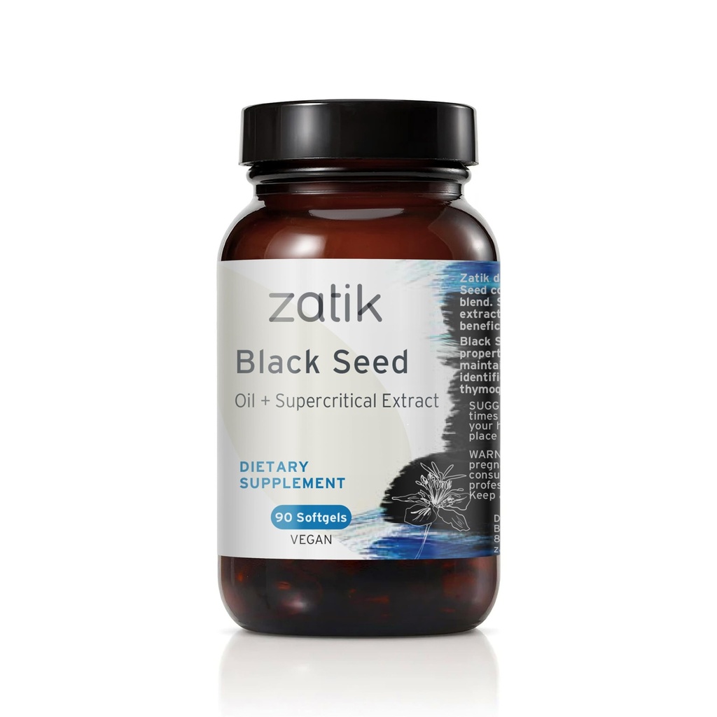 Zatik Naturals - Black Cumin Seed Oil & Supercritic Extract, Cold Pressed, Unrafined, USDA Organic, Gluten Free, Vegan, 90 Vegan Softgels