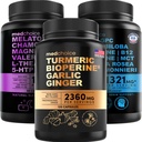 MEDCHOICE Turmeric & Ginger (120ct), Sleep Melatonin (90ct) şi Nootrop Brain (60ct) Suplimentul Bundle - Wellness Trio pentru creier, somn, şi suport imun - Vegan, non-GMO, gluten-free