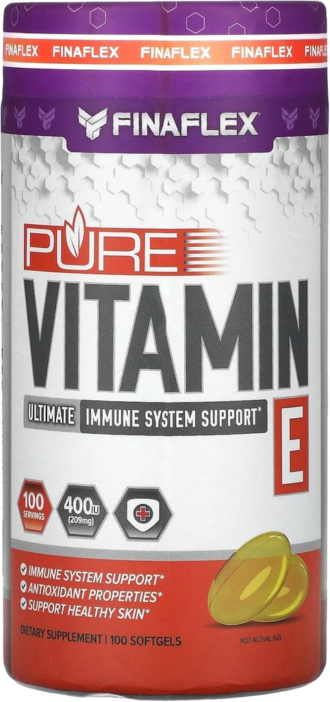 FINAFLEX Vitamina pură E - 100 Softgels - Suport pentru sistemul imunitar, Nourishes & Vindecarea pielii - 100 Serviri