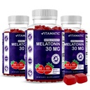 Melatonină fără zahăr vidamatic 30mg per gumă - 60 Serviri - 60 Gume vegetariene - Supliment de formare non-habită (60 Conte (Pachet de 3)