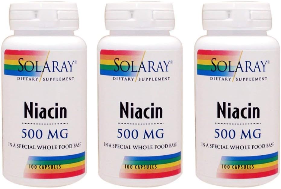 Niacin 500mg Solaray 100 VegCaps (3 ambalaj)