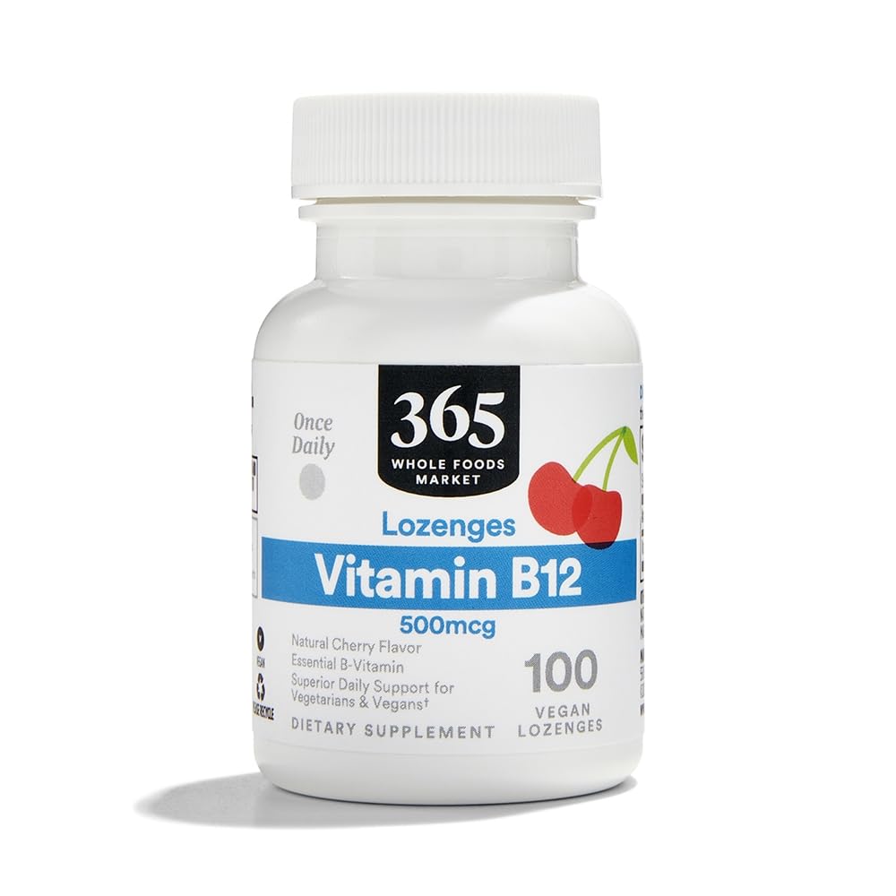 365 by Whole Foods Market, Vitamina B12 500mcg Lozenges, Natural Cherry Flavor, Vegan, 100 Conte