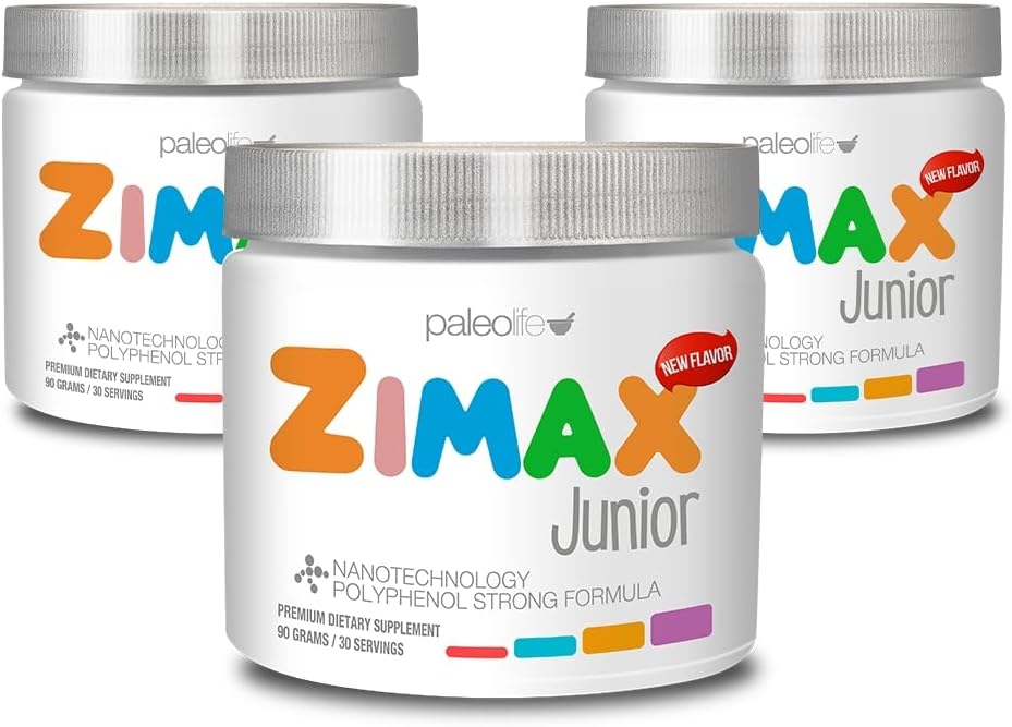 ZIMAX Junior Super ANTIOXIDANT pentru copii și adolescenți între 4 și 16 ani - 100% Natural cu vitamina c, magneziu și vitamina d3 - Curcumina de înaltă absorbție, ghimbir + minerale