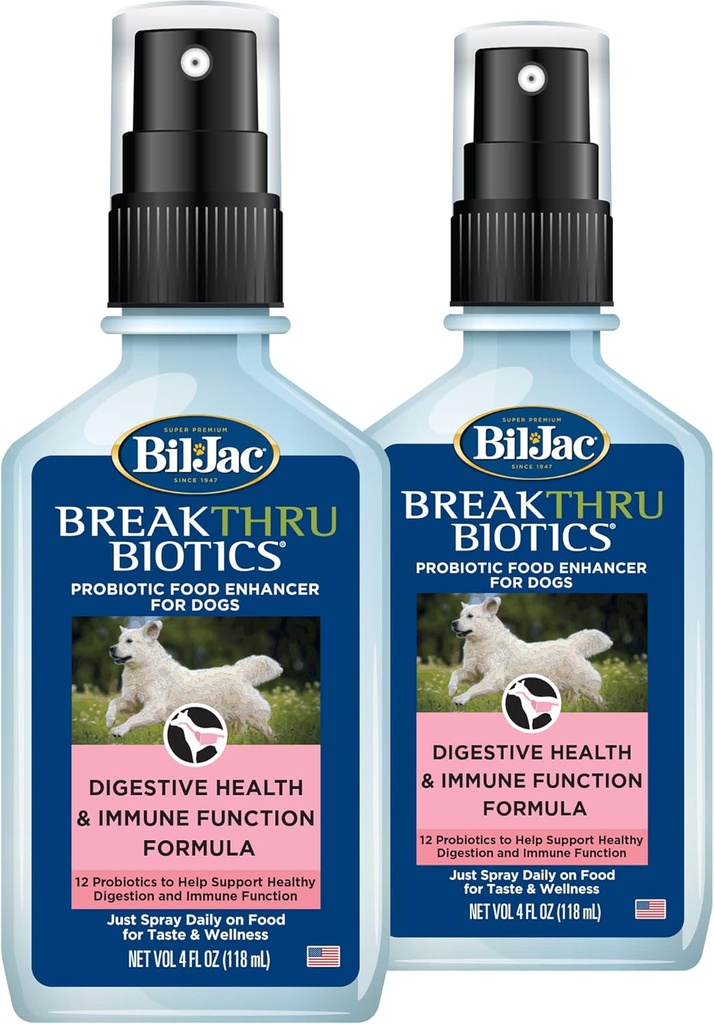Bil-Jac Breakthru Biotics Suplimentul Probiotic pentru câini - 2-Pack, Premium Pet Digestive Health Support, Canin Food Enhancer cu ingrediente naturale pentru echilibru gut și sistemul imunitar Boost