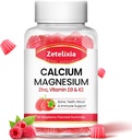 Gume de zinc de calciu de magneziu cu vitamina D3 & K2, gume de calciu pentru mușchii B0nes, femei și bărbați, aromă de zmeură - 60 Conte