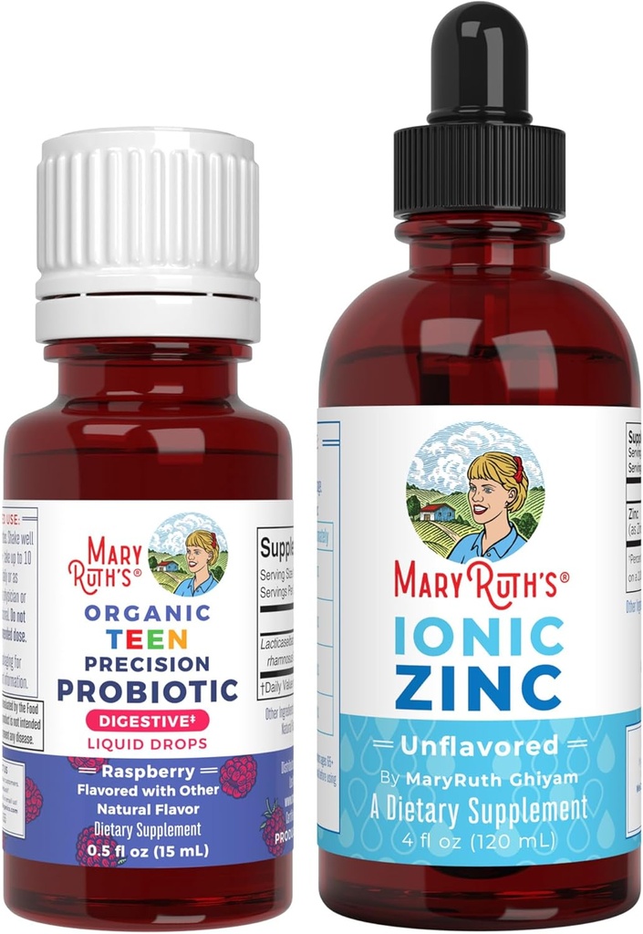MaryRuth Organics Precizie Probiotic pentru adolescenți (Zmeură) și drops de zinc 