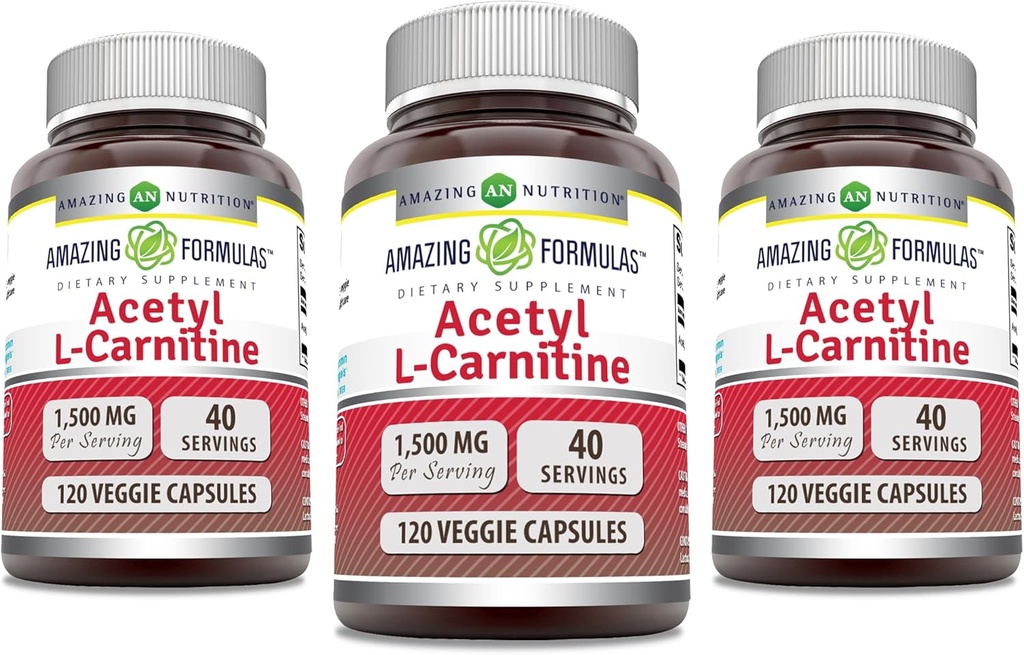 Amazing Formulas Acetil L-Carnitina 1500 Mg Per Servire Capsule Veggie Supliment 
