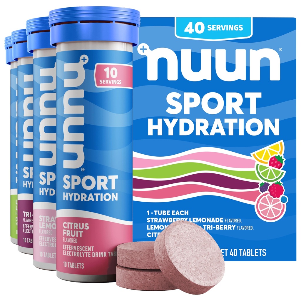 Nuun Sport Electrolit tablete pentru hidratare proactivă, arome mixte, 4 ambalaj (40 serviri)