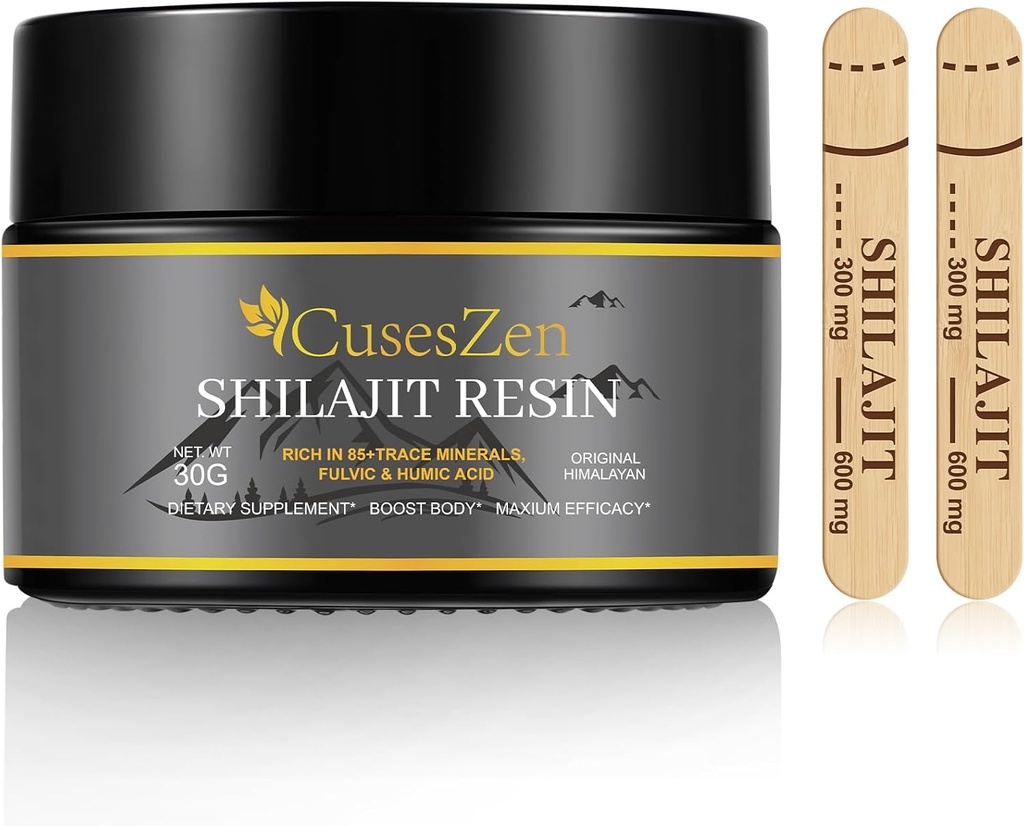 Silajit Himalayan Organic Shilajit Resin, 600mg Max Putere Natural Organic Shilaj Supliment cu Acidul Vulcanian & 85+ Trace Minerals for Energy, Imunity, Brain Power, 30 Grams (Caramael Flavored)