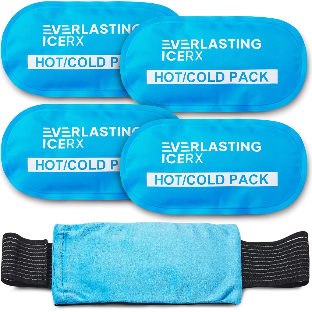 Reutilizabil cald și rece Gel pachet de gheață ambalaj (4 Pack) pentru leziuni - reglabil și flexibil pentru genunchi, spate, umeri, arme și picioare - Reutilizabil