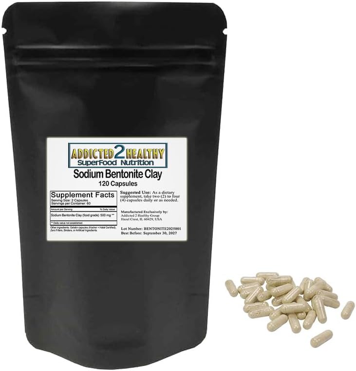 Produse alimentare Bentonita de sodiu capsule de pulbere de Clay (1000 mg) 120 Număr de 2
