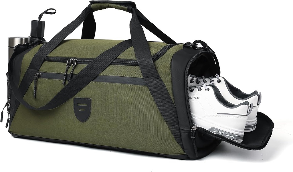 Saci de gimnastică pentru bărbați și femei, sac mare de duffle pentru bărbați de călătorie, week-end peste noapte sac cu compartiment pantofi și buzunar umed, apă rezistentă sac sport Duffle Gymbag A-TD-003-Green