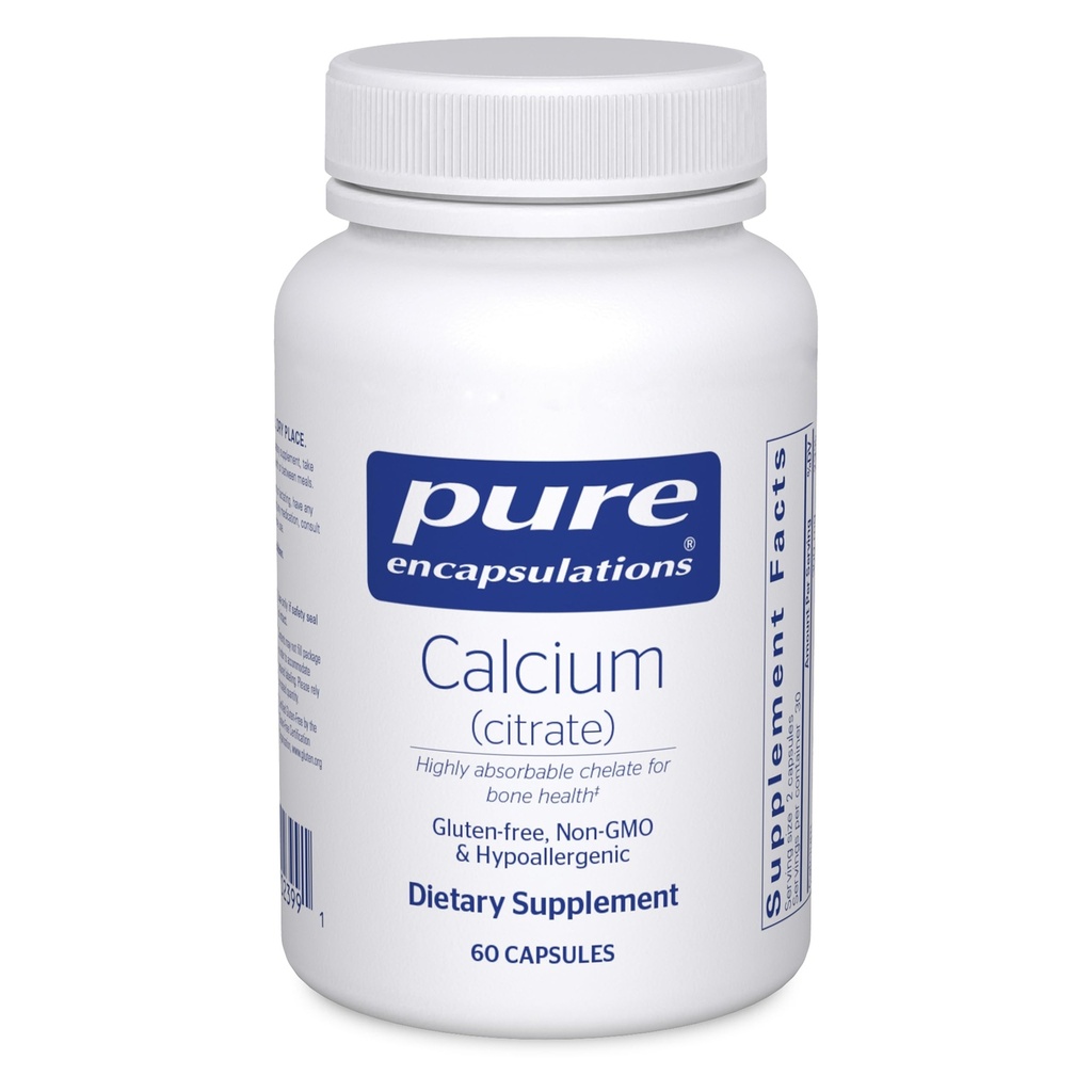 Pure Encapsulations Calciu (Citrat) - Supliment pentru Bone, Dinți, Colon, și Cardiovascular Health Support* - cu Premium Calciu Citrate - 60 Capsule