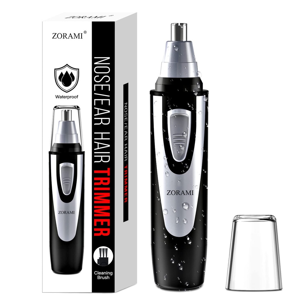 Ureche și nas de păr Clipper - 2025 Professional Painless Eyebrows & facial Hair Trimmer pentru bărbați Femei, Battery-Operate Trimmer cu IPX7 impermeabil, Dual Edge Blades for Easy Cleansing Black