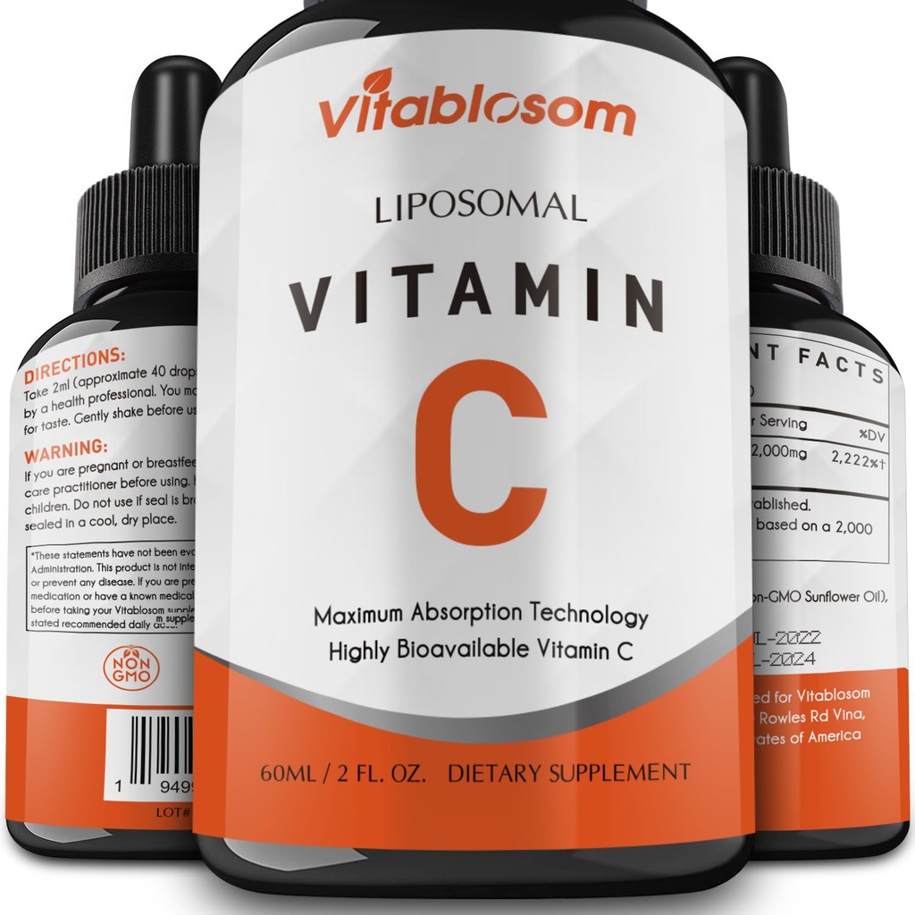 Vitamina lipozomala C 2000mg lichid pentru adulţi, VIT C de mare absorbţie, vitamina Maximize C, sistem imunitar şi suport antioxidant, 60ML (1 flacon)