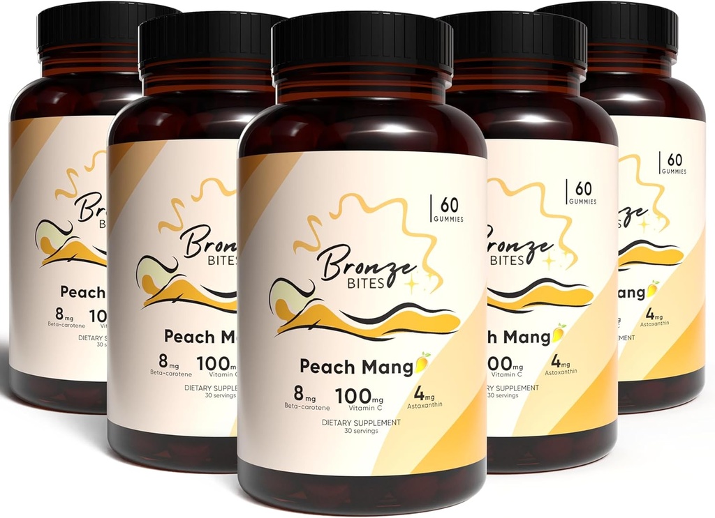 Gumă de mestecat, Gummie de zi cu zi cu Beta-Caroten & Vitamina C & Astaxanthin, Suplimentul de Tanning Natural, Vegan, Non-GMO - 180 Gummies