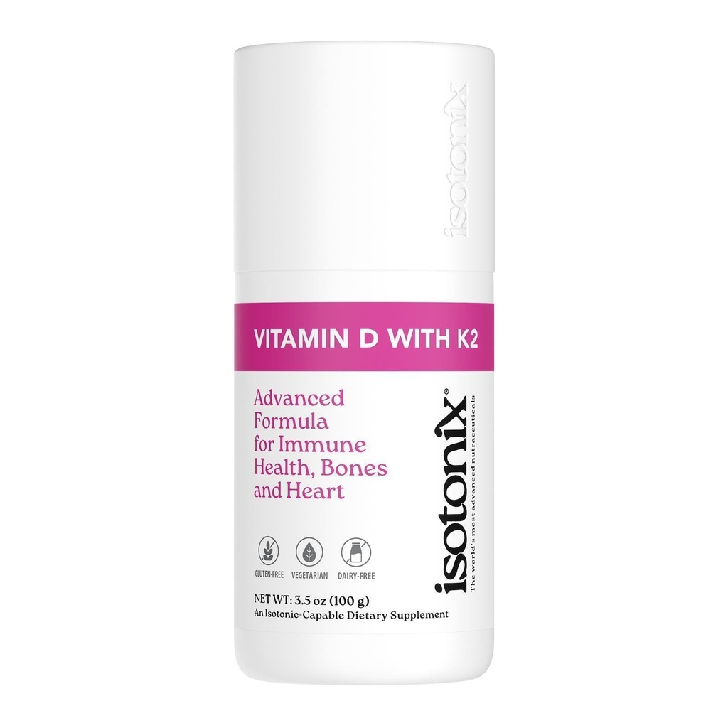 Isotonix Vitamina D cu K2, promovează normal densitatea osoasă minerale, promovează arterele sănătoase, ajută la menținerea sănătății osoase, susține sănătatea imună, America de piață (30 de serviri)