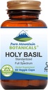 Botanica Pure Mountain capsule Basil Sfânt - Capace Vegan Kosher cu 450mg Organic Holy Basil Tulsi & Holy Basil Extras din India