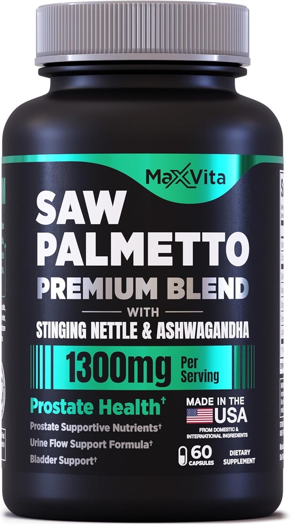 Prostate Premium - Saw Palmetto pentru bărbaţi, Stinging Nettle, Ashwagandha, Licopen, Bladder & Uurina Relief, Prostate Supliment pentru bărbaţi, 60ct