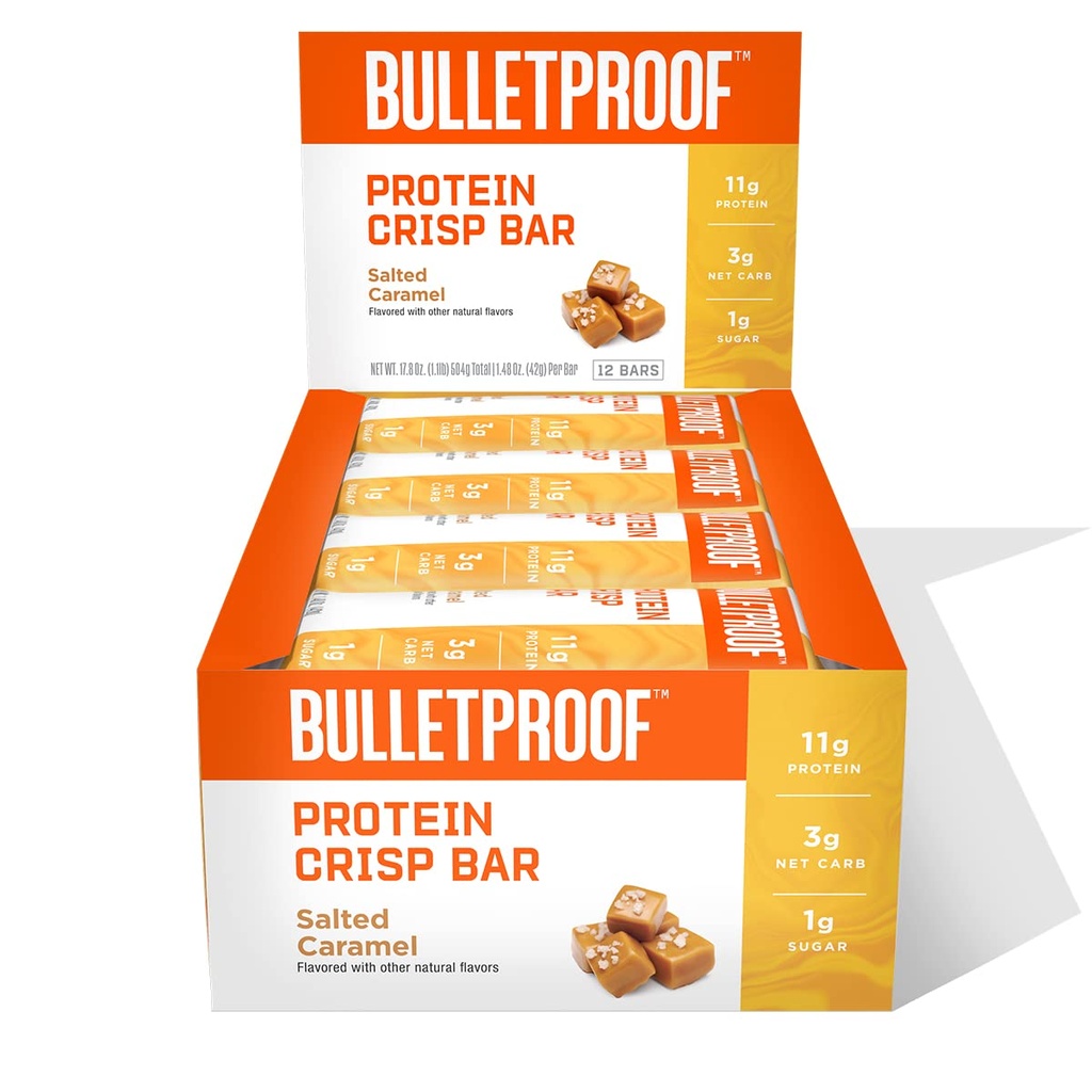 Antiglont Sarate Caramel Proteine Crisp Baruri, 12pk, Proteina mare, Zahăr scăzut