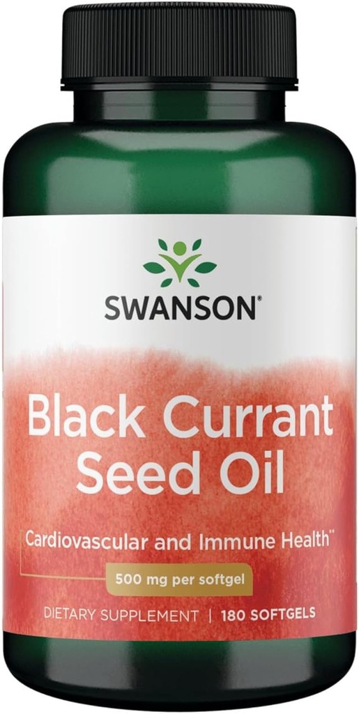 Swanson Black Currant Ulei de semințe - Suplimentul vegetal Promovarea sistemului imunitar și de asistență pentru sănătate cardiacă - Formula naturală de sprijin comun Sănătate - (180 Softgels, 500mg fiecare)