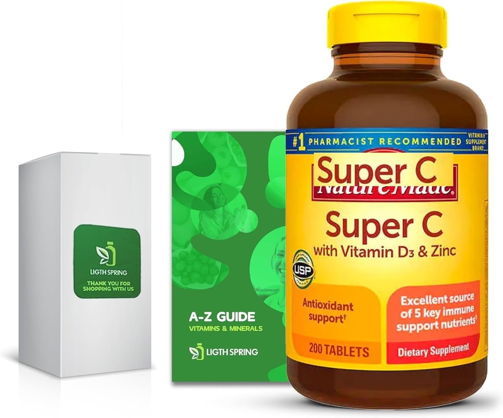 Super C cu vitamina D3 și zinc 200 comprimate cu Exclusiv A la Z - Ghid mai bun Ligth &Spring (2 elemente)