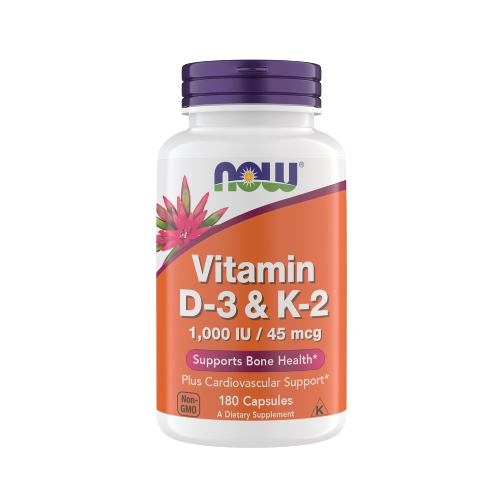 Acum Suplimente Vitamina D3 K2, 1000 UI/45 mcg, Suport cardiovascular, Sprijină Sănătatea osoasă, 180 Capsule vegetariene - Vegan, Gluten Free, Kosher