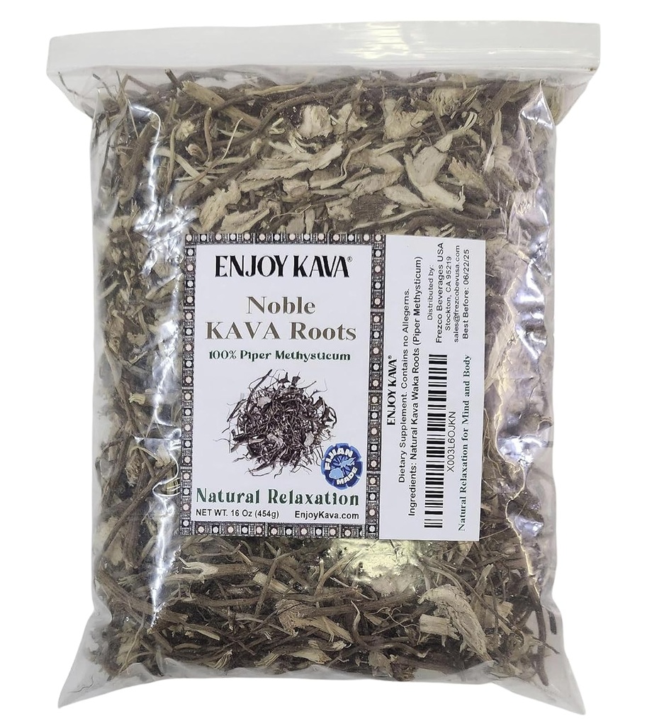 Authentic 100% Noble KAVA - Root Cut & Sifted (16 Oz Bag) Imported From FIJI Islands