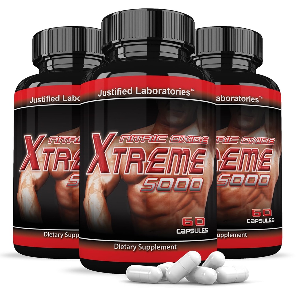 Laboratoare justificate (3 ambalaj Oxid de azot Xtreme 5000 Advanced Men's Heath Formula 60 Capsule
