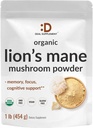 SUPLIMENTARE DETALIATĂ Organic Lions Mane Mushroom Powder Supliment, 1500 mg Per Serving, 1lb 