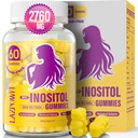 Myo-Inositol & D-Chiro Inositol,Inositol Gumies with Vitamina D3, Magneziu Glycinat, Omega-3, Folat & Zinc, Inositol Supplement Menstrual Cycle for Women-40:1 Ratio-30 Day Supply