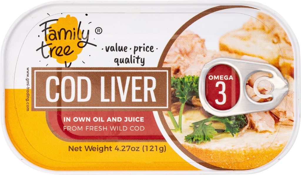 Family Tree Islandez Wild Caught Cod Ficat în ulei propriu 4.27 oz (pachet de 12)
