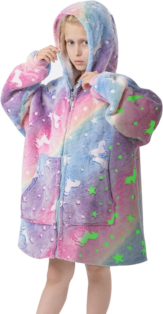 MeMoreCool Blanket Kids Blanket Hoodie, Hooded Blanket Kids Comfy Blanket Sweatshirt, Toddler Blanket cu Hood