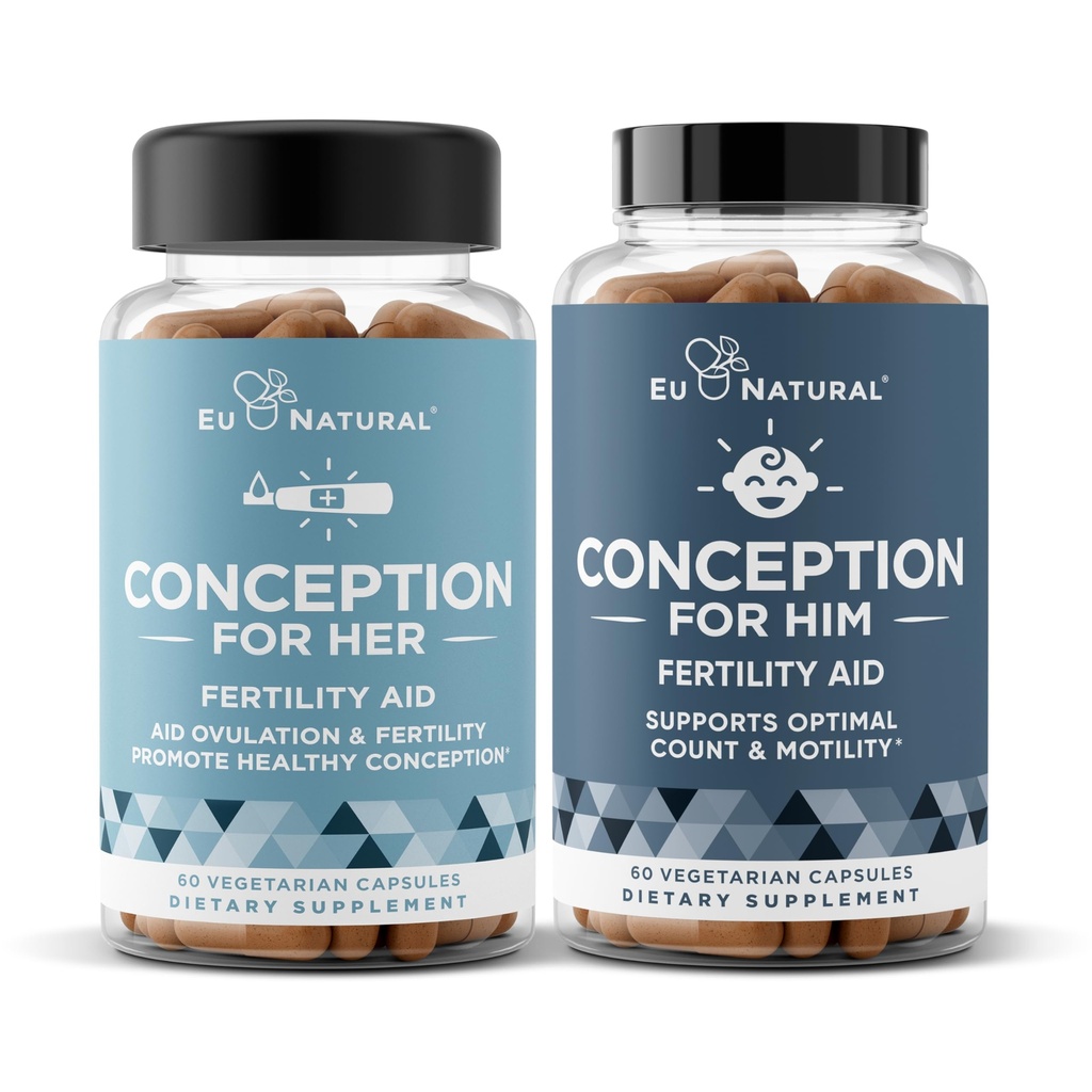 Concepţia Fertilitatea pentru ea şi el Bundle - Suplimente de fertilitate Combo pentru femei şi bărbaţi Vitamine prenatale 