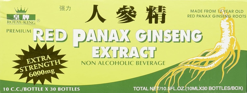 Royal King Red Panax Ginseng Extract 6000mg, 0.33 Fl Oz (Pachet de 30)