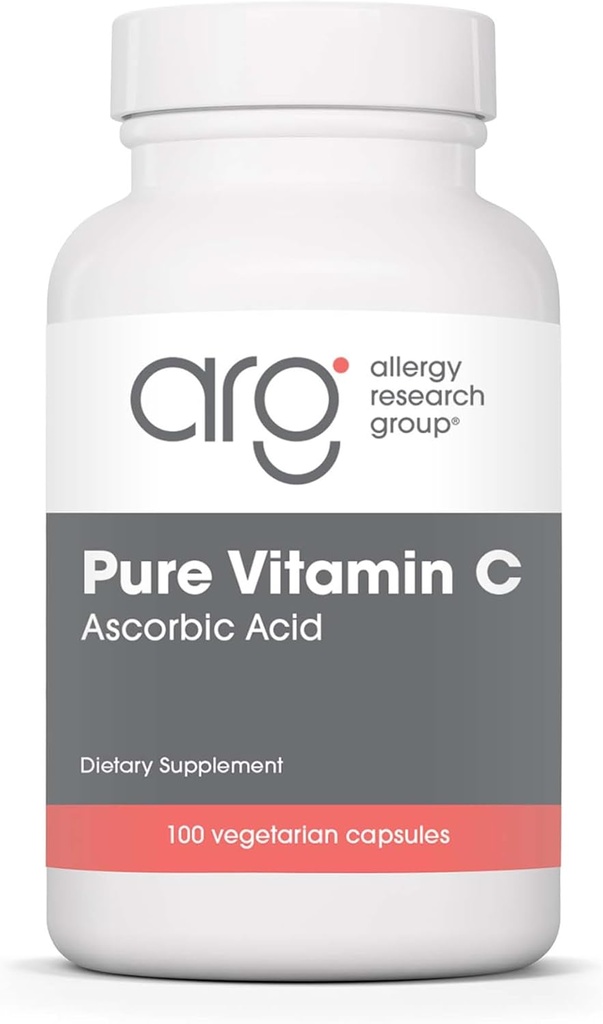 Grupul de cercetare alergie Pure Vitamina C Supliment - Acid ascorbic, 1000 mg Vitamina organica C, potenta ridicata, Aciditate usoara, Capsule vegetariene - 100 Conte