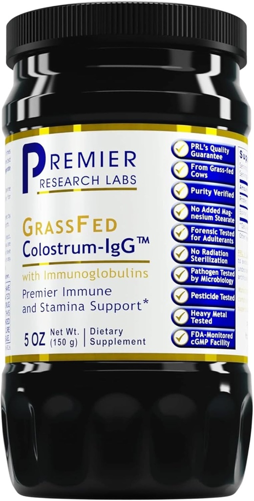 Premier Research Labs Colostrum-IgG Powder - Supliment de colostrum, Colostrum bovin pentru oameni, Colostrum pentru sanatate imuna, Superfood cu lactoferrin, Aminoacidi, Nucleotide - 5 oz (150 g)