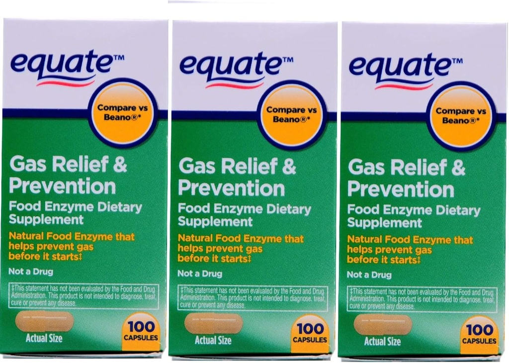 Equate gaz de pompare și prevenire, Enzyme alimentare supliment alimentar, 300 Conte