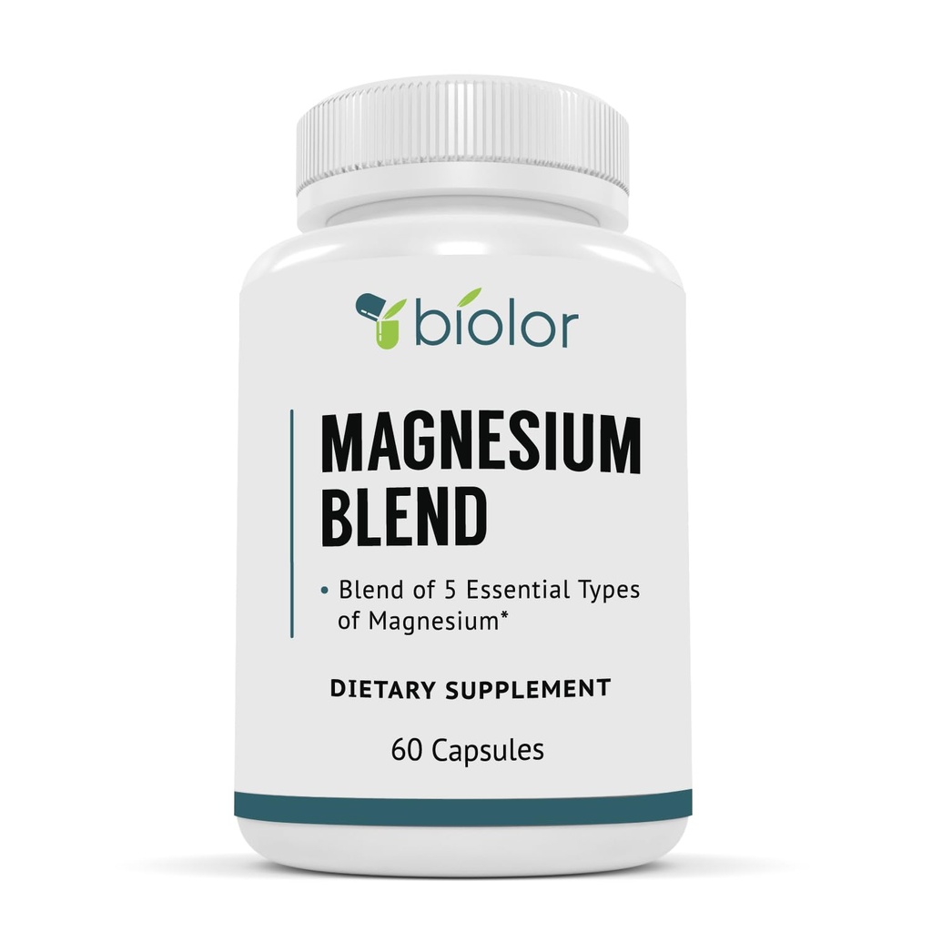 Supliment complex de magneziu, Blend Magneziu Spectrum complet, Glicinat de magneziu cu Malate, Citrate, Taurinat şi Gluconat - Supliment de magneziu de înaltă absorbţie, Capsule Complex de magneziu