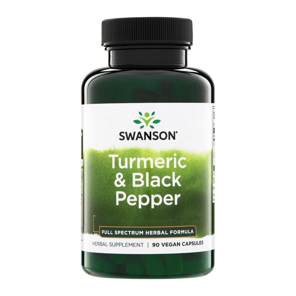 Swanson Premium- Turmeric & Black Pepper - Antioxidant, Digestion & Joint Support - 90 Veg Caps (2 ambalaj)